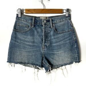 Everlane Cheeky Blue Denim Shorts Button Closure